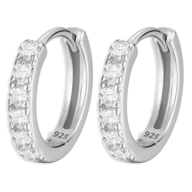 925 Sterling Silver Earrings Gold Color cross Moon Star CZ Zircon Small Circle Huggie Hoop Earrings For Women Fine jewelry