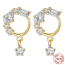 925 Sterling Silver Earrings Gold Color cross Moon Star CZ Zircon Small Circle Huggie Hoop Earrings For Women Fine jewelry