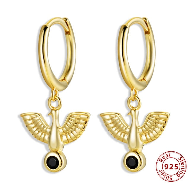 925 Sterling Silver Earrings Gold Color cross Moon Star CZ Zircon Small Circle Huggie Hoop Earrings For Women Fine jewelry