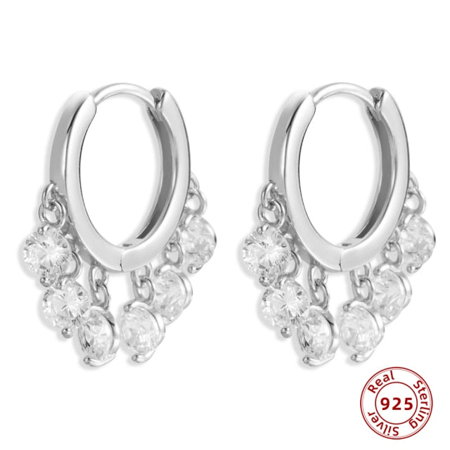 925 Sterling Silver Earrings Gold Color cross Moon Star CZ Zircon Small Circle Huggie Hoop Earrings For Women Fine jewelry