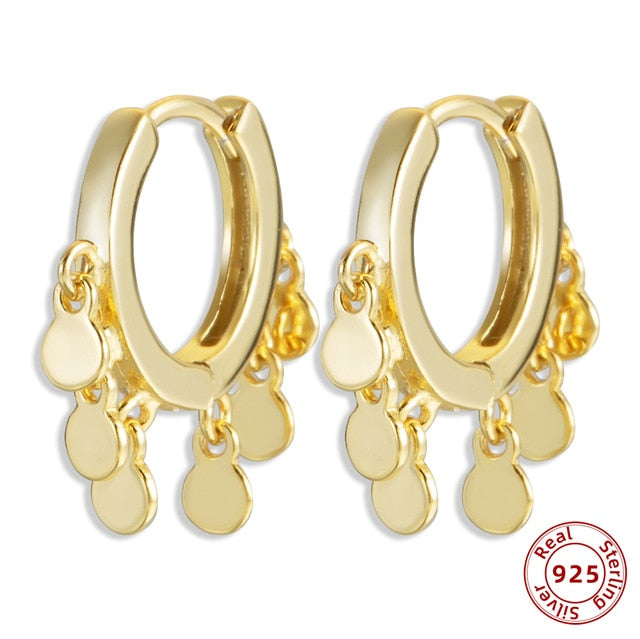 925 Sterling Silver Earrings Gold Color cross Moon Star CZ Zircon Small Circle Huggie Hoop Earrings For Women Fine jewelry