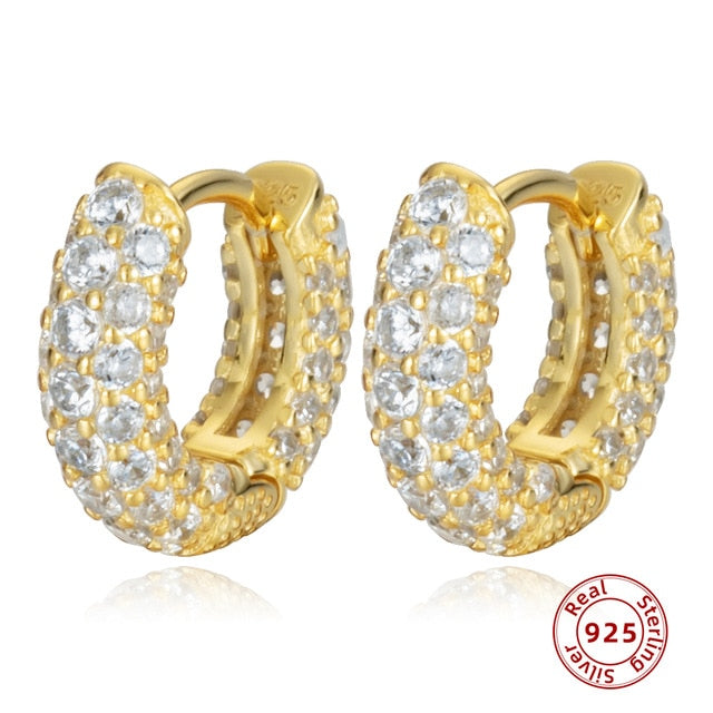 925 Sterling Silver Earrings Gold Color cross Moon Star CZ Zircon Small Circle Huggie Hoop Earrings For Women Fine jewelry