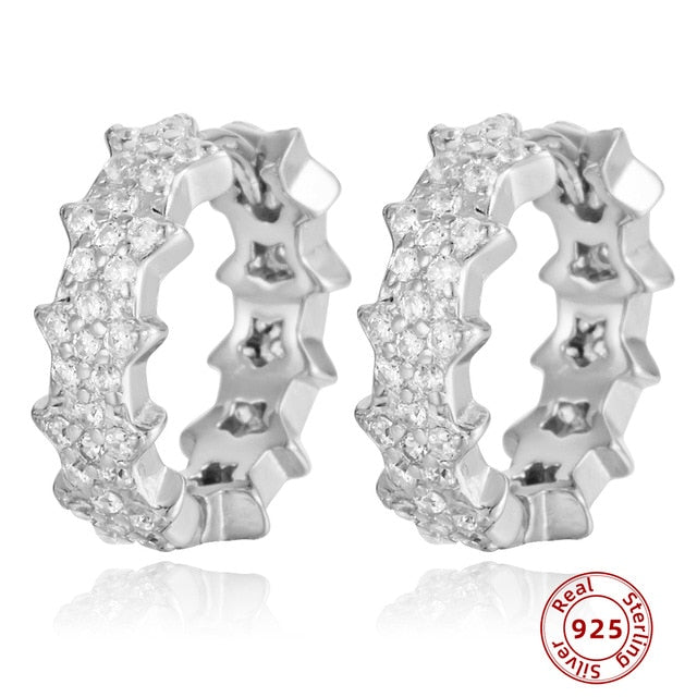 925 Sterling Silver Earrings Gold Color cross Moon Star CZ Zircon Small Circle Huggie Hoop Earrings For Women Fine jewelry