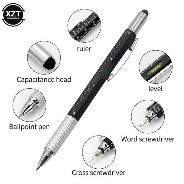 7 in1 Multifunction Ballpoint Pen with Modern Handheld Tool Measure Technical Ruler Screwdriver Touch Screen Stylus Spirit Level