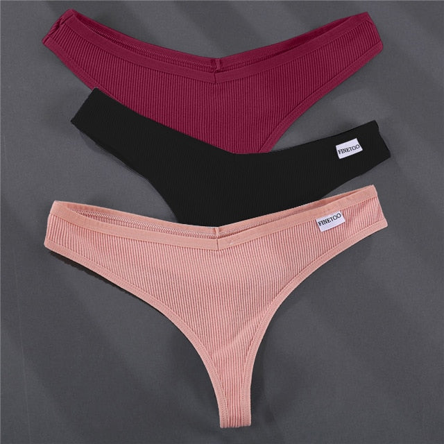 3PCS/Set G-string Panties Cotton Women's Underwear Sexy Panties Female Underpants Thong Solid Color Pantys Lingerie M-XL Design