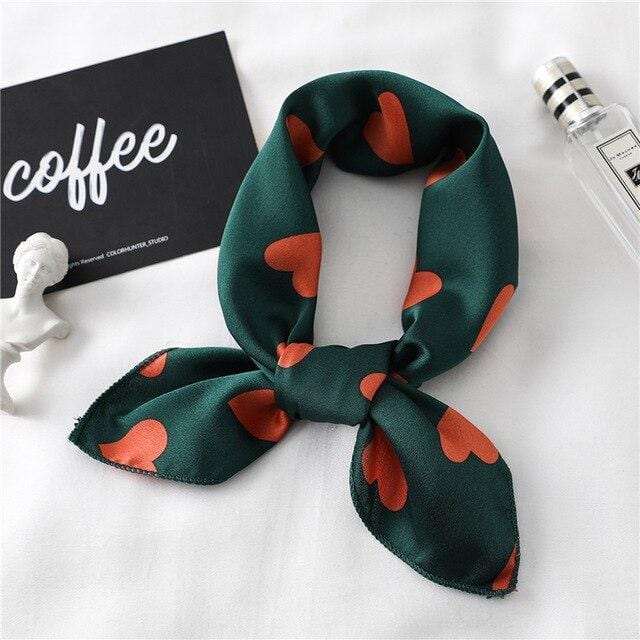 Women Small Satin Silk Scarf Square Print Wrap Foulard Femme Handkerchief Bandana Neck Hair Skinny Tie Scarves Shawls