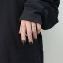 Punk Cool Hip Pop Rings Multi-layer Adjustable Chain Four Open Finger Rings Alloy man Rotate Rings for Women Party Gift