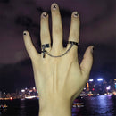 Punk Cool Hip Pop Rings Multi-layer Adjustable Chain Four Open Finger Rings Alloy man Rotate Rings for Women Party Gift