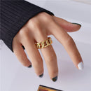 Punk Cool Hip Pop Rings Multi-layer Adjustable Chain Four Open Finger Rings Alloy man Rotate Rings for Women Party Gift