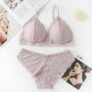 Women Lace Bra Sets Seamless Underwear Backless Vest Sexy Panties Padded Bralette Lingerie Ultrathin Briefs Female Intimates
