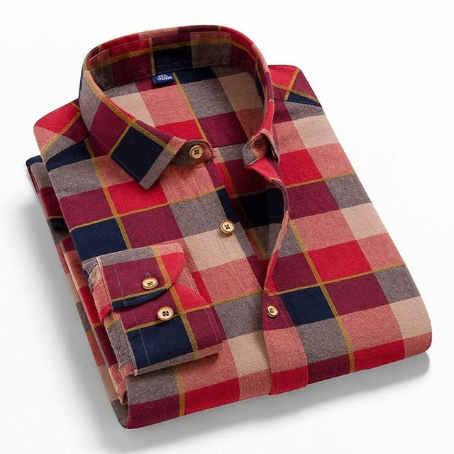2021 Spring Autumn Plaid Shirt Men Cotton New Male Casual Long Sleeve Shirt  High Quality  Man Clothes