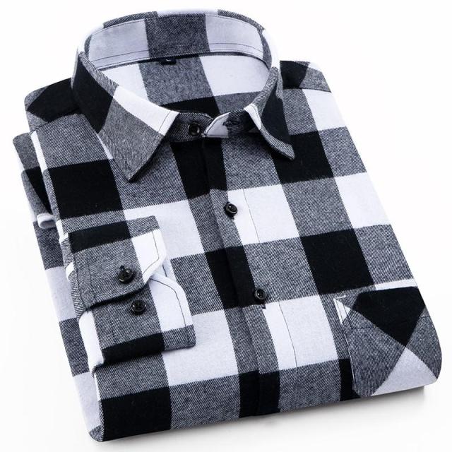 2021 Spring Autumn Plaid Shirt Men Cotton New Male Casual Long Sleeve Shirt  High Quality  Man Clothes