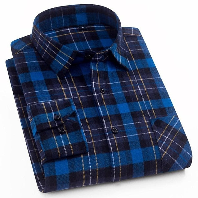 2021 Spring Autumn Plaid Shirt Men Cotton New Male Casual Long Sleeve Shirt  High Quality  Man Clothes