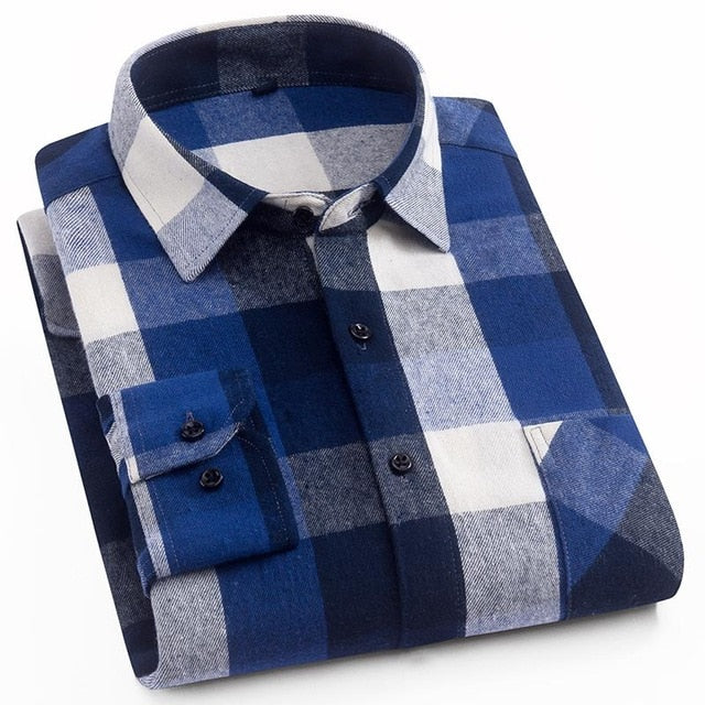 2021 Spring Autumn Plaid Shirt Men Cotton New Male Casual Long Sleeve Shirt  High Quality  Man Clothes