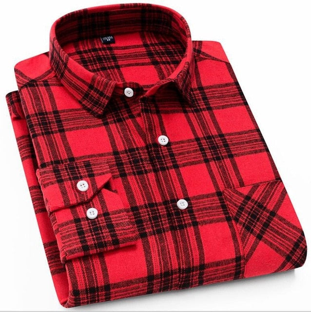 2021 Spring Autumn Plaid Shirt Men Cotton New Male Casual Long Sleeve Shirt  High Quality  Man Clothes