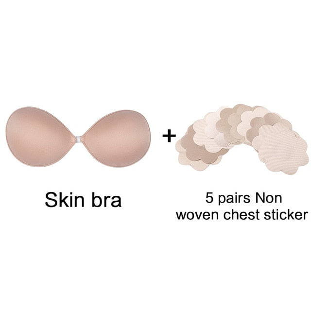 Sexy Sujetador Women's bra Invisible Push Up Bra Self-Adhesive Silicone Seamless Front Closure Sticky Backless Strapless Bra