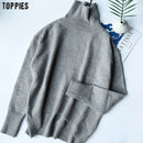 Toppies Winter Woman Sweater Turtleneck Oversize Pullovers Jumper Female knitted tops irregular hem Korean Clothing