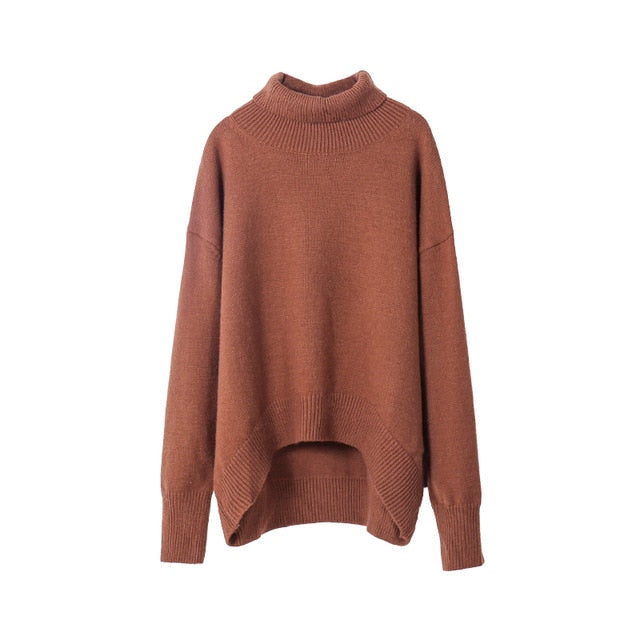 Toppies Winter Woman Sweater Turtleneck Oversize Pullovers Jumper Female knitted tops irregular hem Korean Clothing
