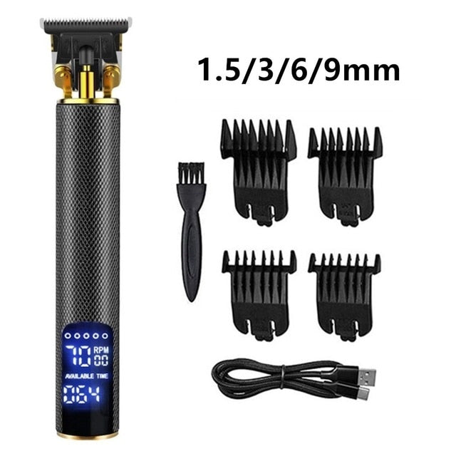 USB Rechargeable Hair Trimmer Electric Cordless Skeleton Hair Clipper Shaver Trimmer Men Barber Hair Cutting Machine 0mm Razor