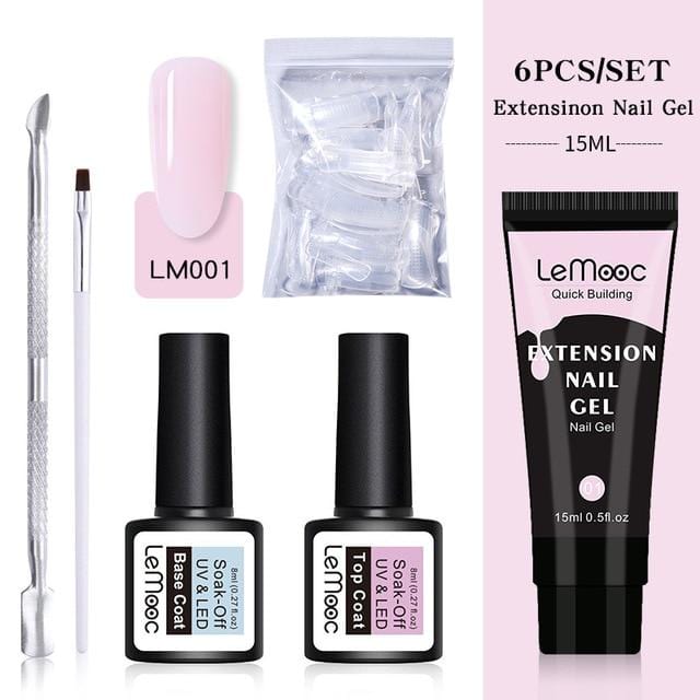 Lemooc  UV Gel Kit 15ml Quick Building  UV Gel Nail Polish For Nail Extensions Acrylic Gel Polish Nail Art Set