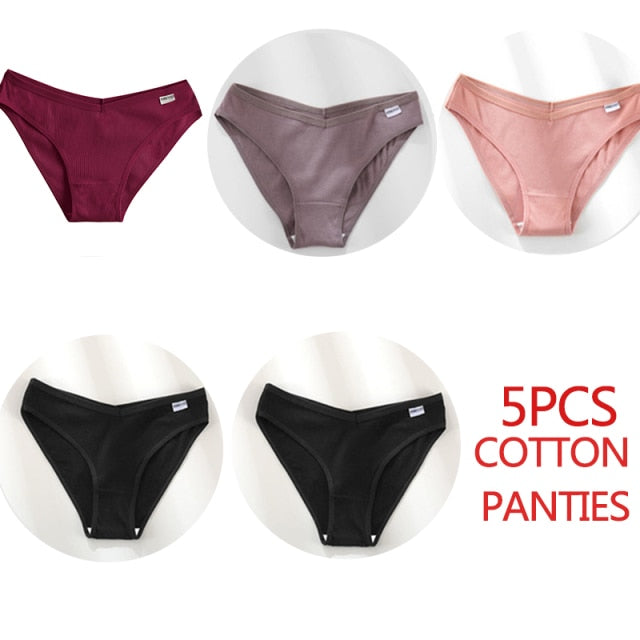 5PCS/Set Women Panties Cotton Underwear Female Panties Solid Color Underpants Sexy Lingerie Pantys for Woman Briefs Intimates