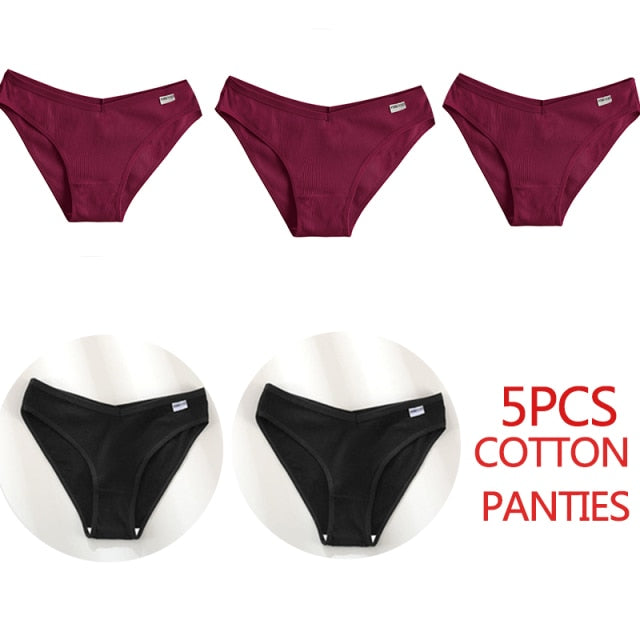5PCS/Set Women Panties Cotton Underwear Female Panties Solid Color Underpants Sexy Lingerie Pantys for Woman Briefs Intimates