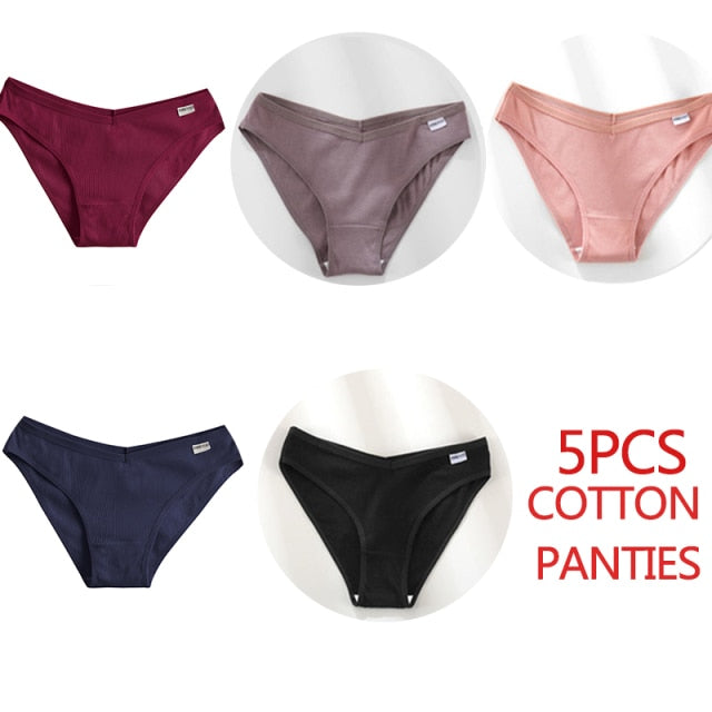 5PCS/Set Women Panties Cotton Underwear Female Panties Solid Color Underpants Sexy Lingerie Pantys for Woman Briefs Intimates