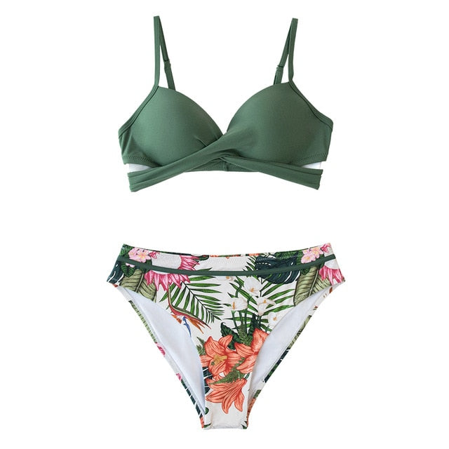 CUPSHE Push Up Floral Wrap Bikini Sets Women Sexy Thong Two Pieces Swimsuits 2021 New Girl Beach Bathing Suits Swimwear
