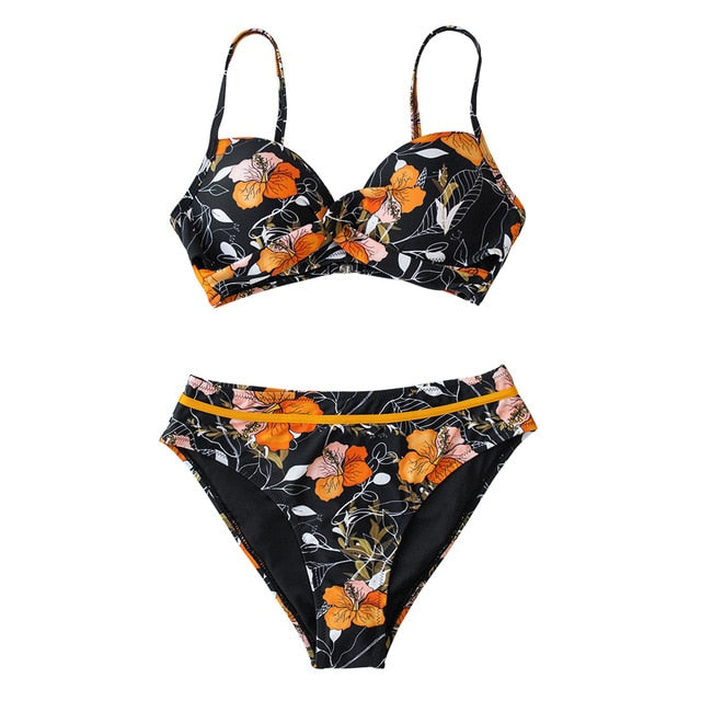 CUPSHE Push Up Floral Wrap Bikini Sets Women Sexy Thong Two Pieces Swimsuits 2021 New Girl Beach Bathing Suits Swimwear