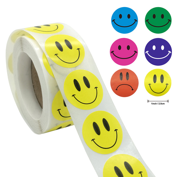 500pcs/roll Car Laptop Phone Stickers Smiling Face Portrait Sticker Toys for Children Kids Reward Motivational Teacher Stickers