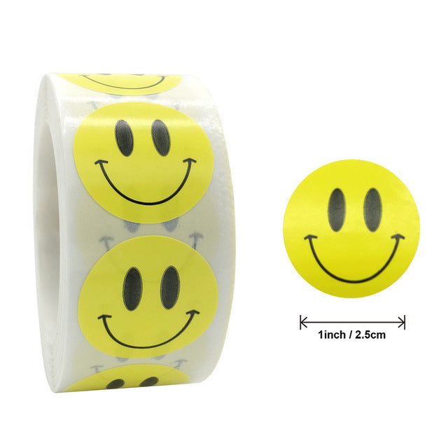 500pcs/roll Car Laptop Phone Stickers Smiling Face Portrait Sticker Toys for Children Kids Reward Motivational Teacher Stickers