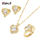 Kinel 18K Gold Zircon Jewelry Set Promise Ring Stud Earring Necklace Sterling Silver Christmas Valentine's Day Gift for Women