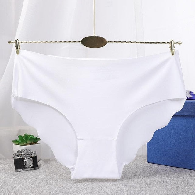 Women's Sexy Ruffle Briefs Low Waist Icy Silk Seamless Modal Underpants Female Solid Underwear Lingerie Comfortable Wave Panties