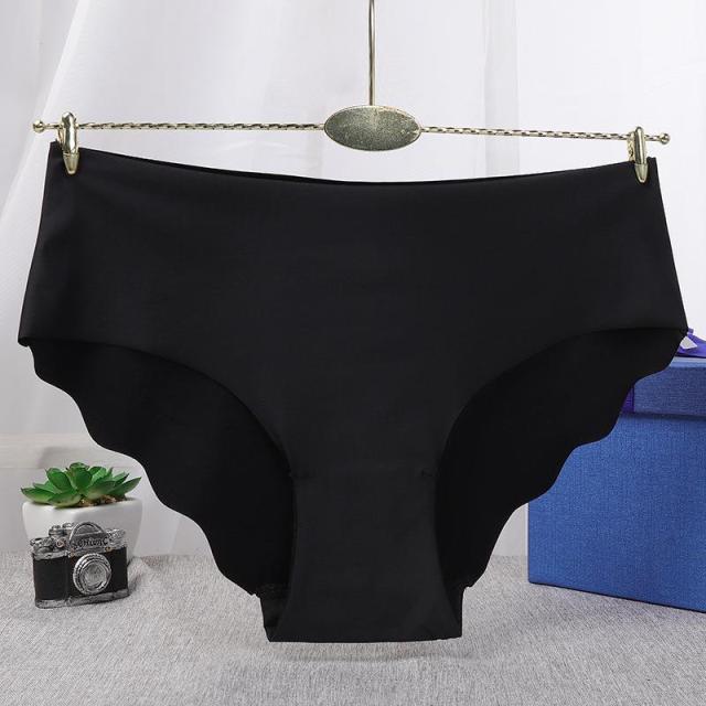 Women's Sexy Ruffle Briefs Low Waist Icy Silk Seamless Modal Underpants Female Solid Underwear Lingerie Comfortable Wave Panties