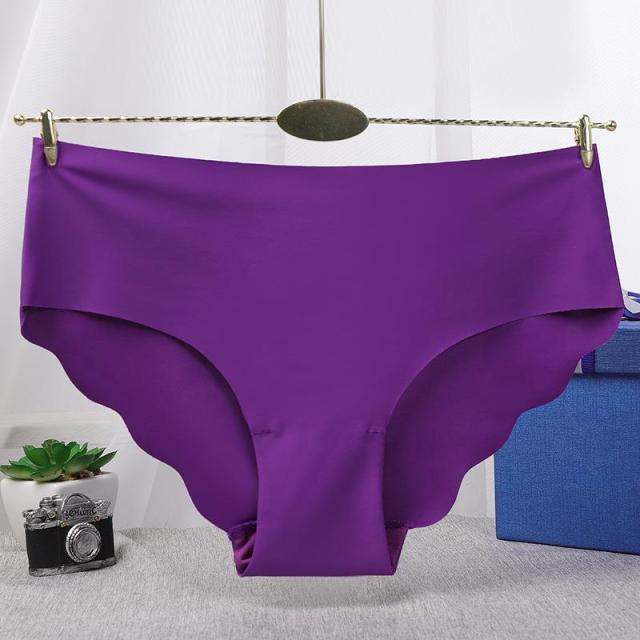 Women's Sexy Ruffle Briefs Low Waist Icy Silk Seamless Modal Underpants Female Solid Underwear Lingerie Comfortable Wave Panties