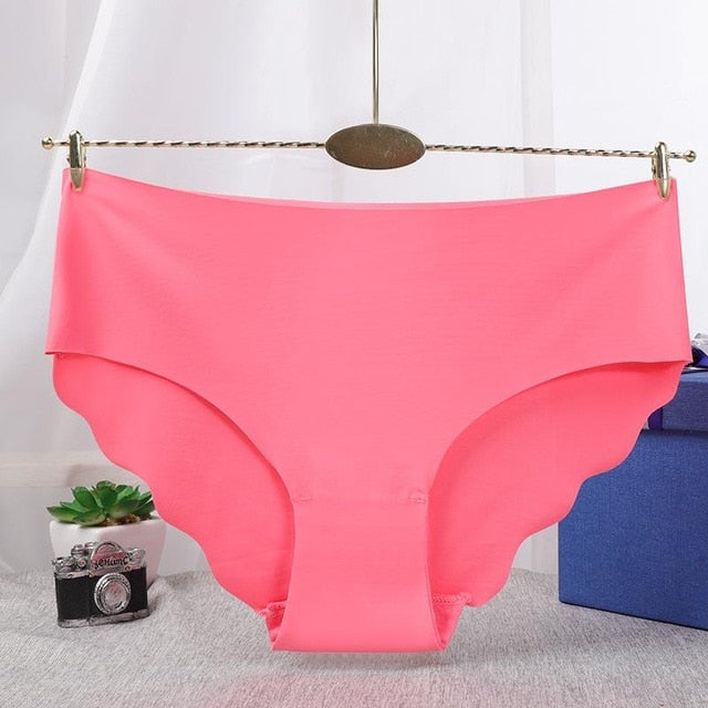 Women's Sexy Ruffle Briefs Low Waist Icy Silk Seamless Modal Underpants Female Solid Underwear Lingerie Comfortable Wave Panties