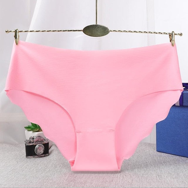 Women's Sexy Ruffle Briefs Low Waist Icy Silk Seamless Modal Underpants Female Solid Underwear Lingerie Comfortable Wave Panties
