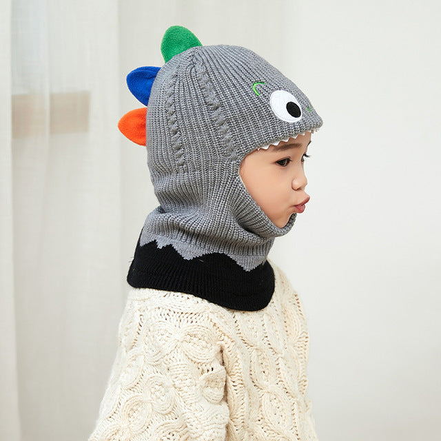 Doitbest 2 to 6 years old Boy girl Beanie Protect neck Cartoon animal Windproof Winter Child knit hat kids girl's Earflap Caps