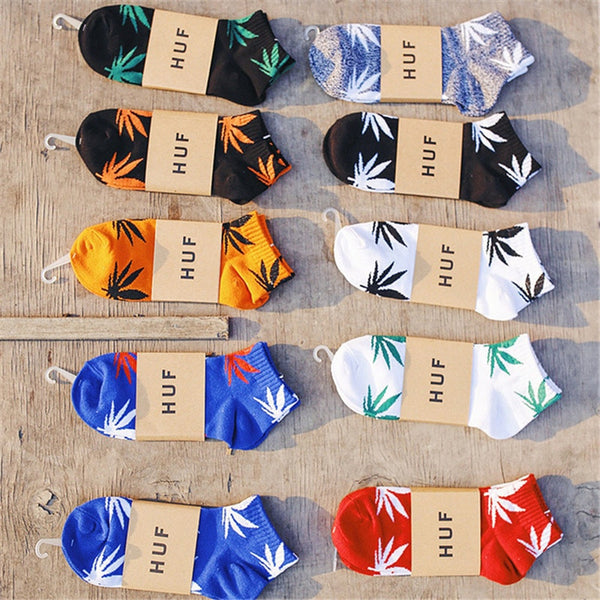 1 Pair Fashion Men Socks Cotton Weed Colorful Male Soft Breathable Short Ankle Socks Maple Leaf Casual Socks Sox Calcetines