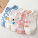 5 Pairs/lot Women Leopard Spring Sesame Street Cute Ankle Socks Cute Funny Lips Print Boat Short Sox Invisible Lady Girl Summer