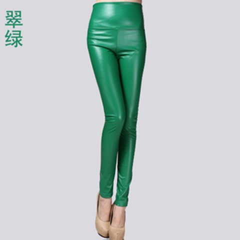 Women Tight Trouser Autumn Winter Women Thin Velvet PU Leather Pants Female Sexy Elastic Stretch Faux Leather Skinny Pencil Pant