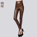 Women Tight Trouser Autumn Winter Women Thin Velvet PU Leather Pants Female Sexy Elastic Stretch Faux Leather Skinny Pencil Pant