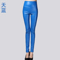 Women Tight Trouser Autumn Winter Women Thin Velvet PU Leather Pants Female Sexy Elastic Stretch Faux Leather Skinny Pencil Pant