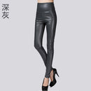 Women Tight Trouser Autumn Winter Women Thin Velvet PU Leather Pants Female Sexy Elastic Stretch Faux Leather Skinny Pencil Pant