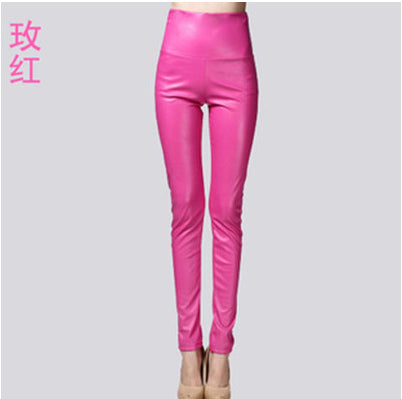 Women Tight Trouser Autumn Winter Women Thin Velvet PU Leather Pants Female Sexy Elastic Stretch Faux Leather Skinny Pencil Pant