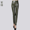 Women Tight Trouser Autumn Winter Women Thin Velvet PU Leather Pants Female Sexy Elastic Stretch Faux Leather Skinny Pencil Pant