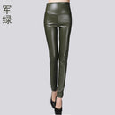 Women Tight Trouser Autumn Winter Women Thin Velvet PU Leather Pants Female Sexy Elastic Stretch Faux Leather Skinny Pencil Pant