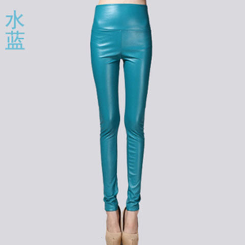Women Tight Trouser Autumn Winter Women Thin Velvet PU Leather Pants Female Sexy Elastic Stretch Faux Leather Skinny Pencil Pant