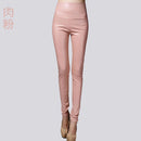 Women Tight Trouser Autumn Winter Women Thin Velvet PU Leather Pants Female Sexy Elastic Stretch Faux Leather Skinny Pencil Pant