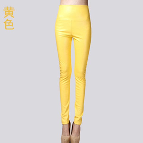 Women Tight Trouser Autumn Winter Women Thin Velvet PU Leather Pants Female Sexy Elastic Stretch Faux Leather Skinny Pencil Pant